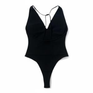 NWT Mango (MNG) Halter Back Bodysuit- Black. Size Small